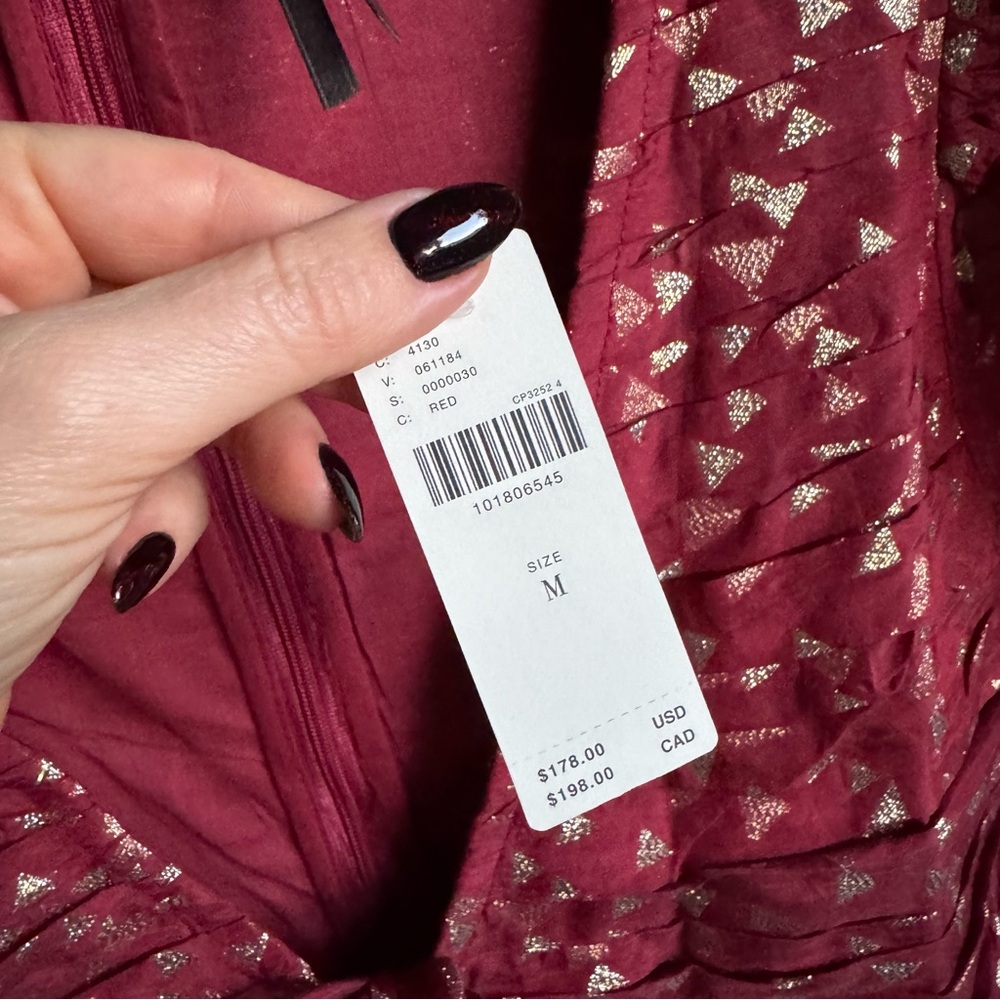 NWT By Anthropologie Short-Sleeve Ruffled Mini Dress Sz M - Picture 5 of 10